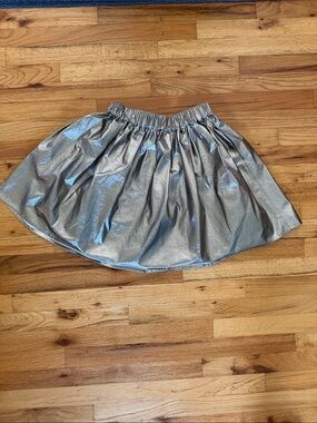 MSGM Metallic Silver Gathered Skirt